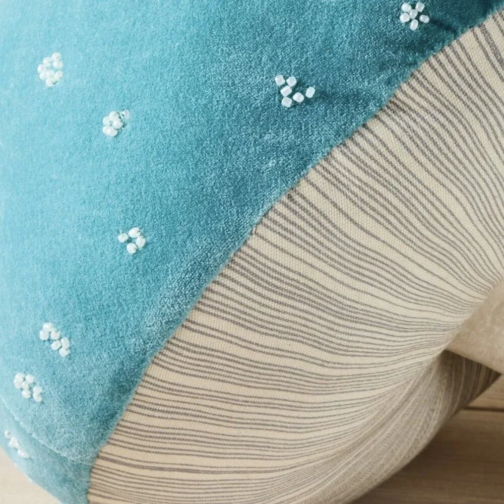 Blue Velvet Beaded Mushroom Novelty Pillow - John Derian for Target - 17